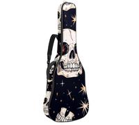 Love Valentine's Pattern with Star Eye Heart and Skull Guitar Bag, Padded Acoustic Guitar Case Backpack with Adjustable Shoulder Strap Pockets