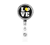 Love Vatican City Flag Heart Heavy Duty Metal Badge Holder Reel, Retractable Badge Holder with Belt Clip for Key Name Card Holder Employee Teacher