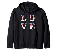 Love - Vintage Circus Carnival Style Zip Hoodie