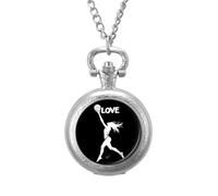 Love Volleyball Vintage Pocket Watches Roman Numerals Quaretz Watch with Chain Christmas Birthday Gifts Silver-Style