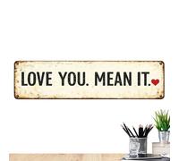 Love Wall Art - Romantic Vintage Typography Charming Hanging Decoration "Love You Mean It" Elegant Welcome Touch for Stylish Interiors | Home Farm Office Apartment