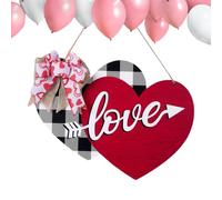 Love Wall Decor Valentine Front Wreath Double Heart Door Sign Wooden Wreath Decoration Wedding Door Sign Ribbon Heart Wreath Love Wall Plate Entrance Door Love Sign Retro Wooden Panel Rus
