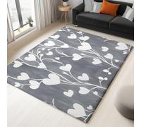 Love Washable Area Rug for Living Room, Non-slip Soft Short Pile Carpet - Easy Clean Grey Print Rug 80 x 150 cm for Bedroom Kitchen Nursery Office