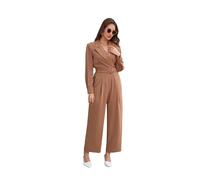 Love Welove Fashion Women’s Dressy Fall Jumpsuits - Long Sleeve Formal Rompers, Elegant Wedding Guest & Evening Outfits, Camel, XL