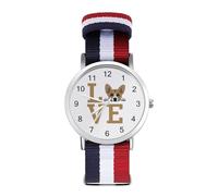 Love Welsh Corgi Sport Watch for Men Women Nylon Strap Wrist Watch Analog Quartz Watch