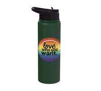 Love Who You Want Rainbow Message Stainless Steel Insulated Water Bottle