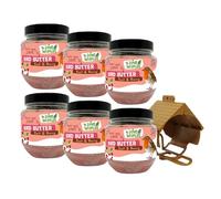Love Wildlife Fruit & Berry Bird Butter 6 x 375g with Feeder | High Energy Food for Wild Garden Birds, Premium High Protein Suet, All Natural Ingredients, Ideal for All Year Round Feed