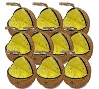 Love Wildlife Mealworm & Insect Whole Coconuts 10pk | Premium Suet Filled Quarter Cut Coconut Shells for Wild Garden Birds, High Energy, All Year Round Bird Feed, All Natural, Made in the UK