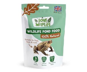 Love Wildlife - Wildlife Pond Food 80g | Natural Pellet Food for Frogs, Toads, and Newts, Sinking Pellets, Made in the UK