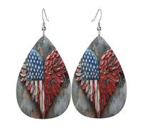 Love wings elements Women's Teardrop Leather Earrings - Lightweight PVC Dangle Earrings, 925 Silver Hooks, Double-Sided Prints | Hypoallergenic Gift