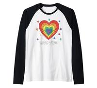 Love Wins Cute Rainbow Autism Support Affirmation Raglan Baseball Tee