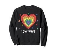 Love Wins Cute Rainbow Autism Support Affirmation Sweatshirt