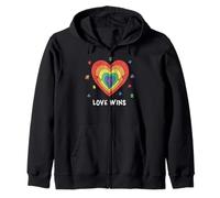 Love Wins Cute Rainbow Autism Support Affirmation Zip Hoodie