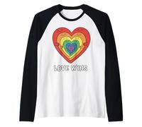 Love Wins Cute Rainbow Heart LGBTQ Diversity Raglan Baseball Tee