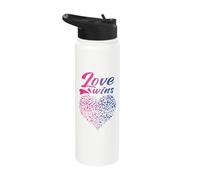 Love wins, Heart in Bisexual Colors, LGBT Pride Stainless Steel Insulated Water Bottle
