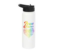 Love wins, Heart in Rainbow Colors, LGBT Pride Stainless Steel Insulated Water Bottle