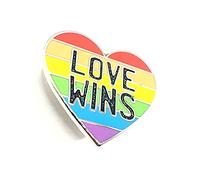 Love Wins LGBT Gay Rainbow Pride Flag Heart LGBTQ+ Metal Enamel Pin Badge