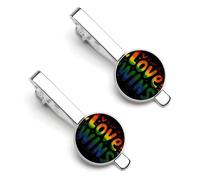 Love Wins Lgbt Men's Tie Clips Necktie Bar Pinch Clip Set of 2 Formal Business Wedding Accessories