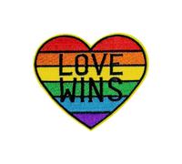 Love Wins LGBTQ Rainbow Heart Iron On Patch, Queer Pride Quote Embroidery Applique Patches, LGBT Equality Sew On Patch For Lesbian Gay Bisexual Transgender Queer Homosexual, Pride Love Acceptance Gift