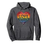 Love Wins Rainbow Heart Pride LGBTQ Celebration Pullover Hoodie, Adult Unisex, Dark Heather Grey, XXL