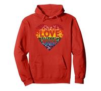 Love Wins Rainbow Heart Pride LGBTQ Celebration Pullover Hoodie, Adult Unisex, Red, XL
