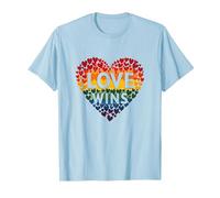 Love Wins Rainbow Heart Pride LGBTQ Celebration T-Shirt, Men, Baby Blue, S