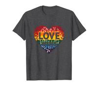 Love Wins Rainbow Heart Pride LGBTQ Celebration T-Shirt, Men, Dark Heather Grey, XL