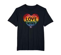 Love Wins Rainbow Heart Pride LGBTQ Celebration T-Shirt, Men's Big and Tall, Black, 6X Tall