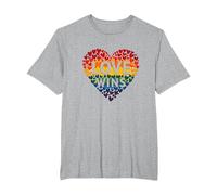 Love Wins Rainbow Heart Pride LGBTQ Celebration T-Shirt, Men's Big and Tall, Heather Grey, 3X Tall