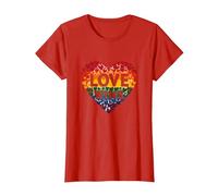 Love Wins Rainbow Heart Pride LGBTQ Celebration T-Shirt, Women, Red, XXL