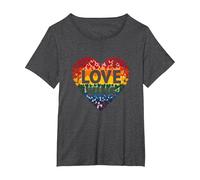 Love Wins Rainbow Heart Pride LGBTQ Celebration T-Shirt, Women's Plus, Dark Heather Grey, 4X