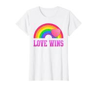 Love Wins Rainbow Heart Retro Graphic Value Graphic T-Shirt, Women, White, M