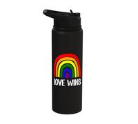 Love Wins Rainbow Pride Equality Inclusion Design Stainless Steel Insulated Water Bottle