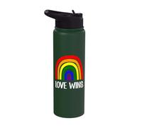 Love Wins Rainbow Pride Equality Inclusion Design Stainless Steel Insulated Water Bottle