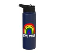 Love Wins Rainbow Pride Equality Inclusion Design Stainless Steel Insulated Water Bottle