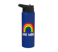 Love Wins Rainbow Pride Equality Inclusion Design Stainless Steel Insulated Water Bottle