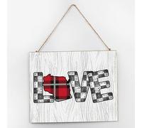 Love WISCONSIN Wood Pallet Wall Plaque Sign Red Black And White USA State Wood Home Sign 10x12 Inch USA American State Outline Family Wall Art Decor Farmhouse Wooden Signs for Nursery Window