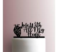 Love With All My Heart - Acrylic Cake Topper 8 Inch Width/Yellow