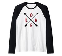 Love with Black Crossed Arrows Cute Valentine's Day Favorite Raglan Baseball Tee