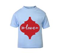 Love Word Art Arrow (Romantic Quotes for Couples, Anniversary - red Arabesque Style) Short Sleeve Cotton Toddler t Shirt, 3-4 Years, Pastel Blue