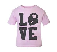 Love Word Art Locket (Romantic Quotes for Couples, Anniversary) Short Sleeve Cotton Toddler t Shirt, 2-3 Years, Pastel Pink