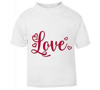 Love Word Decorated with Hearts (Romantic Quotes for Couples, Anniversary) Short Sleeve Cotton Toddler t Shirt, 1-2 Years, White