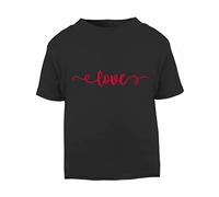Love Word in a Heart [Style Four] (Romantic Quotes for Couples, Anniversary) Short Sleeve Cotton Toddler t Shirt, 3-4 Years, Black