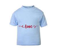 Love Word in a Heart [Style Four] (Romantic Quotes for Couples, Anniversary) Short Sleeve Cotton Toddler t Shirt, 3-4 Years, Pastel Blue