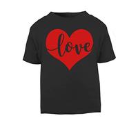 Love Word in a Heart [Style Three] (Romantic Quotes for Couples, Anniversary) Short Sleeve Cotton Toddler t Shirt, 3-4 Years, Black