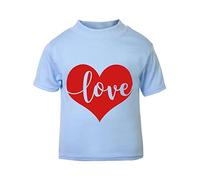 Love Word in a Heart [Style Three] (Romantic Quotes for Couples, Anniversary) Short Sleeve Cotton Toddler t Shirt, 3-4 Years, Pastel Blue