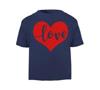 Love Word in a Heart [Style Three] (Romantic Quotes for Couples, Anniversary) Short Sleeve Cotton Toddler t Shirt, 3-4 Years, Navy