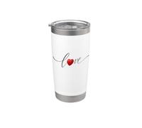 Love Word in Black Script with Red Heart Letter O Stainless Steel Insulated Tumbler
