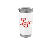 Love Word in Red Retro Script Stainless Steel Insulated Tumbler