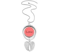 Love Word Inspirational Quote Valentine's Day Pendant Angel Wings Rotating Necklace Jewelry